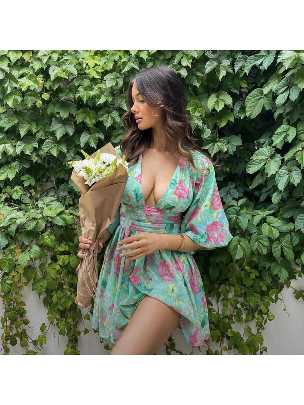 Showpo Neon Floral Dress Size 4